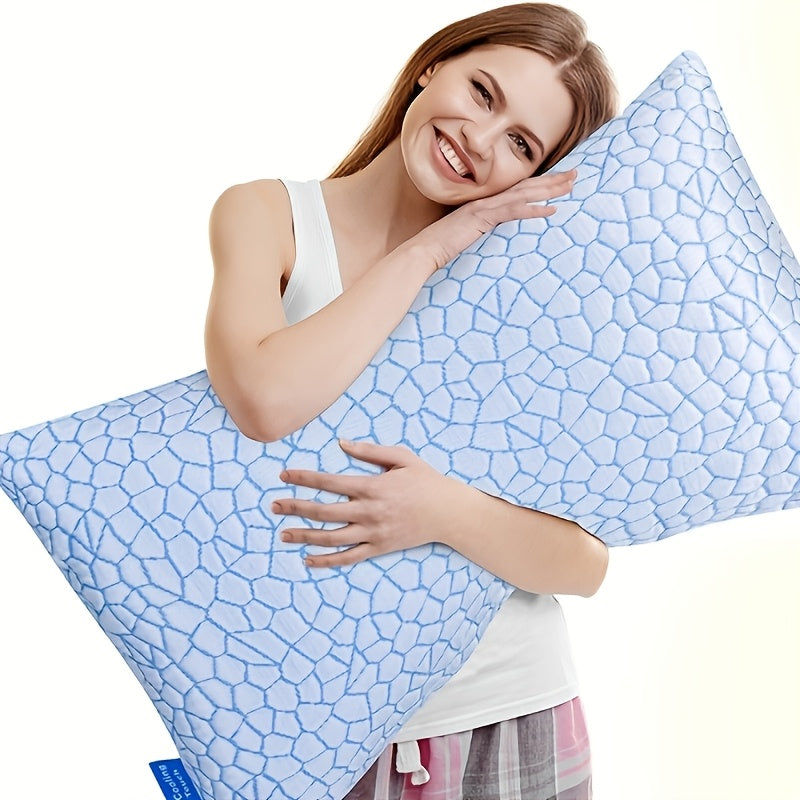 2pcs Set Cooling Sleep Pillows | Adjustable Bed Pillows, Suitable for Side, Back, and Stomach Sleepers, Soft Support, Polyester, Memory Foam, Microfiber, Satin Fabric, All-season Use