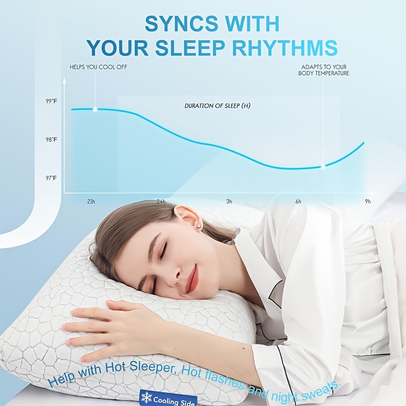 2 Pack Cooling Pillow for Sleeping | Bed Pillows, Soft Cool Pillow for Hot Sleepers, Adjustable Firm Pillow for Side, Back, Stomach Sleepers, Machine Washable