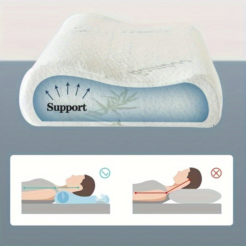 1pc\u002F2pcs High - Low Wave Pillow in QUEEN Size with Slow-Rebound Space Filling, Ideal for Back Sleepers. Soft, Comfortable, And Breathable with Ergonomic Design