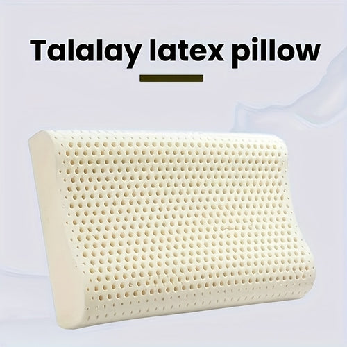 1 Talalay natural latex pillow, ergonomic design with neck-supporting wave shape. Machine washable for easy care; soft yet firm support to help pressure thanks to physical foaming technology and exquisite carton packaging—an ideal gift choice