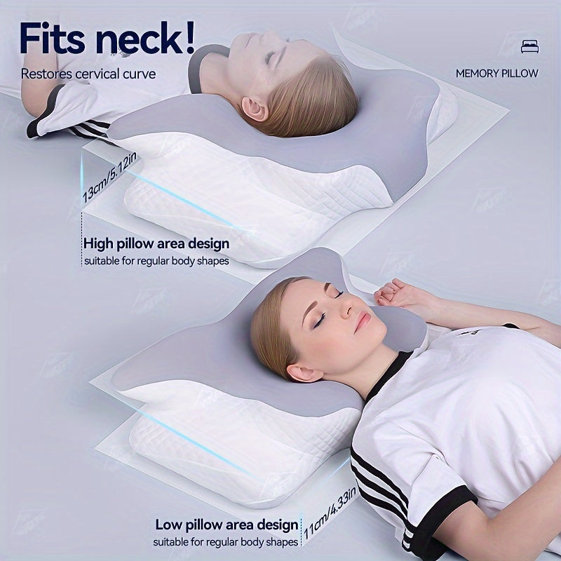 Cervical Neck Pillow, Neck Pillow Pillows for Sleeping, Butterfly-shaped Memory Foam Pillow Ergonomic Cervical Pillows, Rebound Relaxation Neck Pillow Bedding for Back And Side Sleeping Machine-washable Pillowcase Pillow for Sleeping